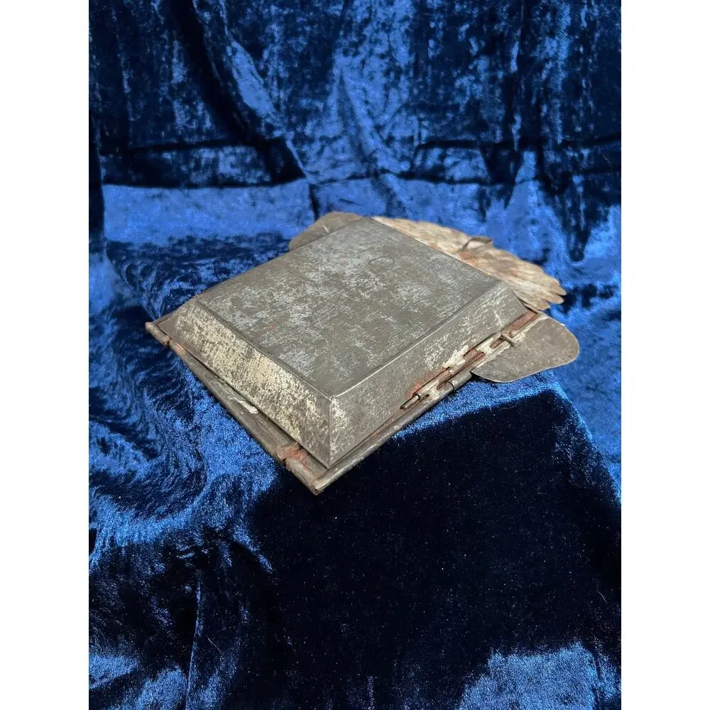 Vintage Metal Religious Shadow Box – Crucifixion Dried Flower Folk Art Shrine